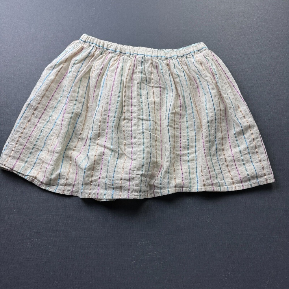 Gap Kids Girls Large 10-11 White Striped Lined Elastic Waist Skort Summer Casual